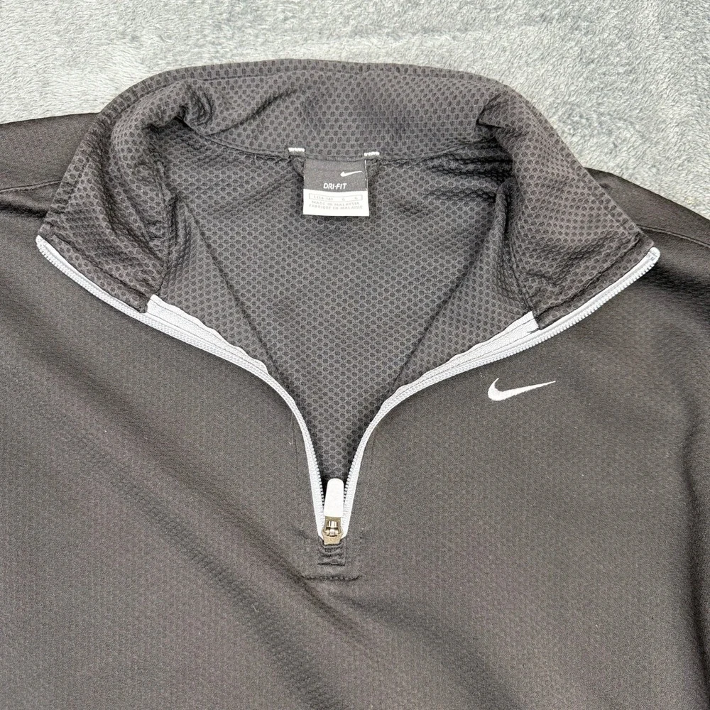Nike Dri‎ Fit Kids Size L 14-16 Long Sleeve 1/4 Zip Pullover Shirt Gray